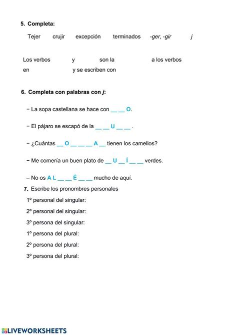 Ortografía G J Y Diéresis Worksheet Live Worksheets