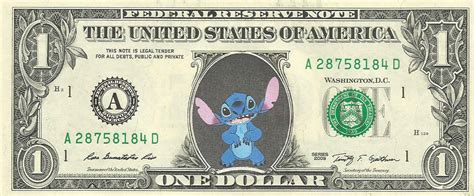 Stitch Disney On Real Dollar Bill Cash Money Bank Note Currency Dinero
