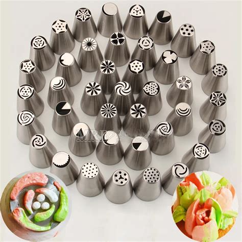 57PCS Set Stainless Steel Russian 3D Tulip Nozzles Icing Piping Tips