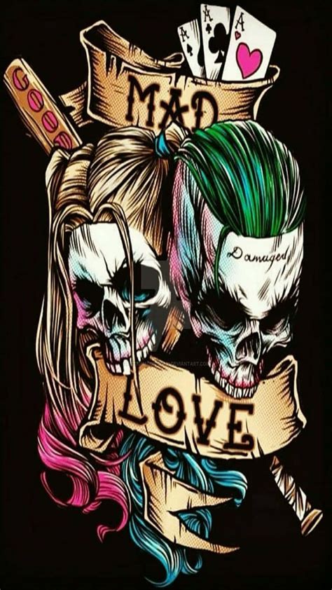 Download A Picture Of Love Between Joker And Harley Quinn Wallpaper | Wallpapers.com