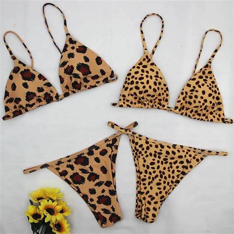 OL Sexy Micro Bikini Leopard Printed Women Swimsuits Two Piece Suits Bikini Set Thong Bathing