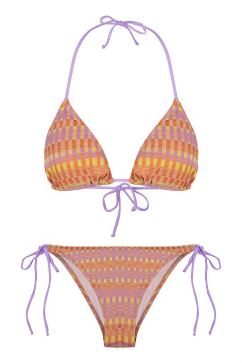 Renkli Desenli Üçgen Bikini Takım