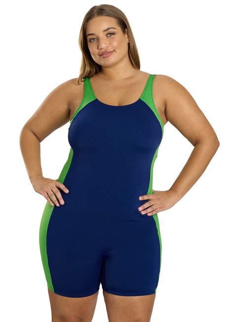 Sporti Plus Size HydroLast Chlorine Resistant Splice Scoop Back Unitard