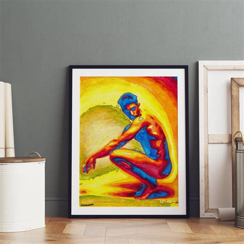 Full Nude Watercolor Art Print Gay Art Print Homoerotic Etsy