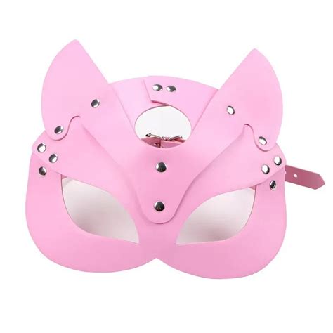 Women Sexy Leather Mask Half Face Fox Role Play Cat Rivet Punk Collar