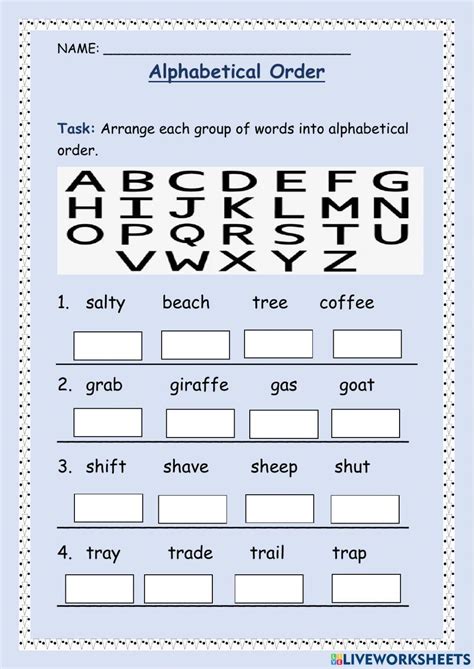 Alphabetical Order Interactive Worksheet For Grade 3 Live Worksheets Worksheets Library