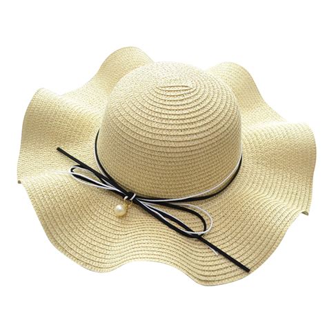 Yubnlvae Women Summer Wide Straw Hat Beach Foldable Sun Hats Floppy