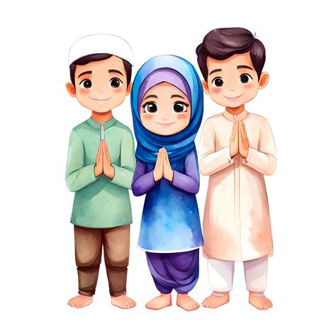 AI generated Adorable Harmony Of Little Muslim Friends With Salam