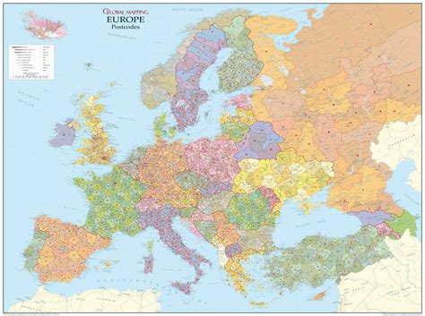 Europa Mapa Cienna Kody Pocztowe Global Mapping