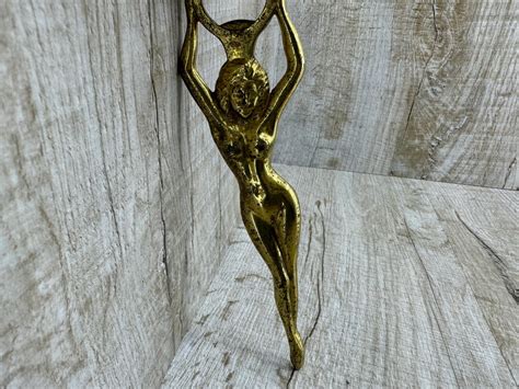 Vintage Bottle Opener Bronze Nude Girl Naked Sexy Lady Erotik Art Metal Brass Woman Silhouette