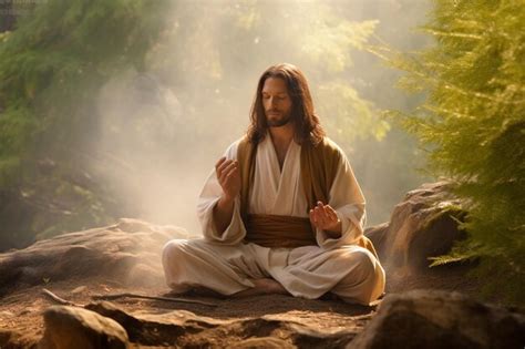Jesus Christ In Prayerful Meditation Premium Ai Generated Image