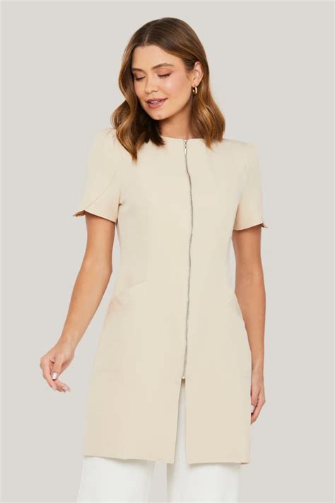 Jaleco Feminino Manga Curta Basic Nude Risco Finno