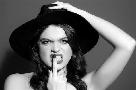 Premium Photo Beauty Swag Girl Showing Middle Finger Fuck Off Offensive Gesture Brutal Rebel