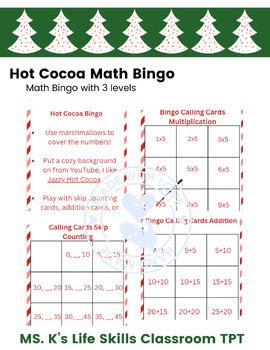 Hot Cocoa Math Bingo 3 Levels By Ms Ks Life Skills Classroom TPT