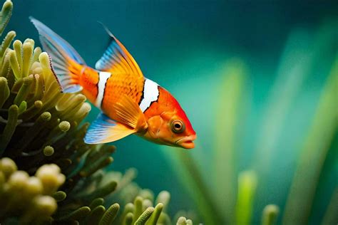 An Orange And White Fish Swimming In An Aquarium AI Generated 30356541