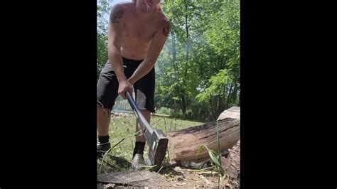Shirtless Chubby Daddy Chops Wood For Your Fire Pornhub Gay