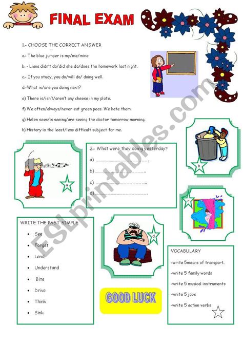 Final Exam Esl Worksheet By Mariaah