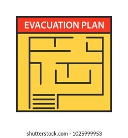 Evacuation Plan Glyph Icon Fire Escape Stock Vector Royalty Free