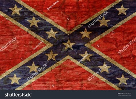 Confederate Flag Overlaid With Grunge Texture Stock Photo 101803237