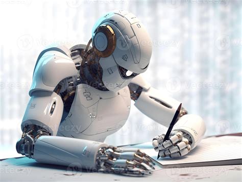 Robot writing. Concept of AI writing assistant. 25529819 Stock Photo at