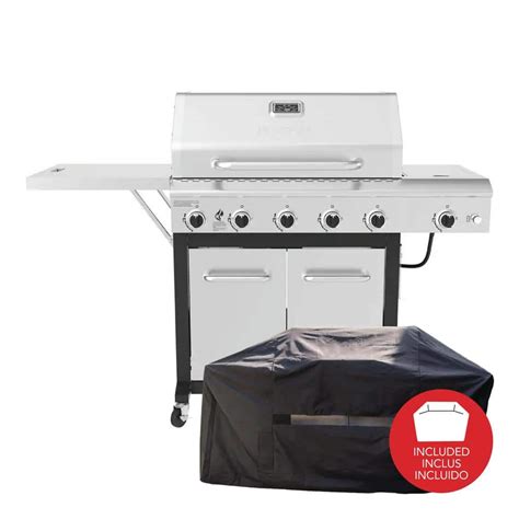 Nexgrill 5 Burner Propane Gas Grill In Stainless Steel With Side Burner And Foldable Side Shelf