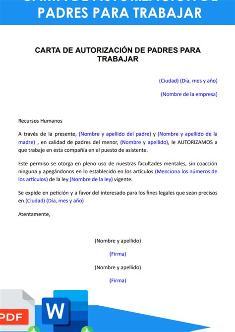 Permiso Laboral Seguro Carta Para Trabajar Con Autorizaci N De Padres