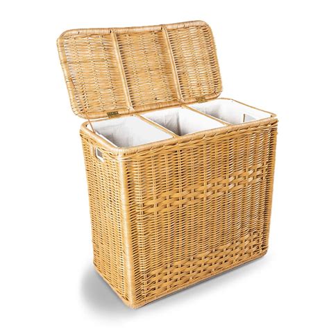 3 Compartment Wicker Laundry Hamper The Basket Lady