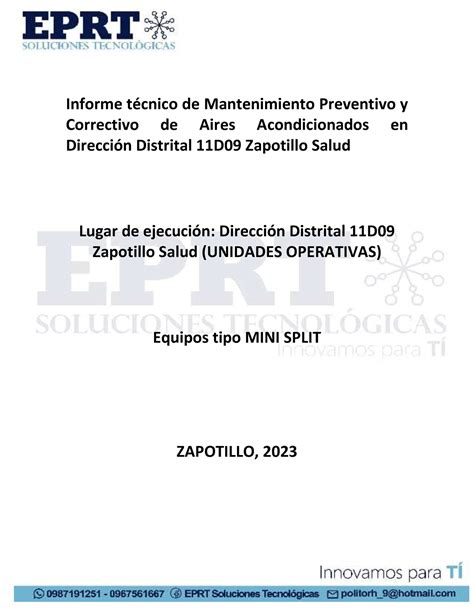 Informe tecnico Aires 2023 Informe técnico de Mantenimiento