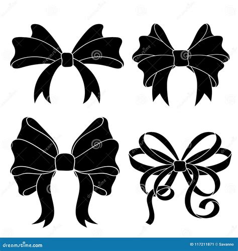 Black Silhouette Ribbon Bows Stock Vector Illustration Of Black