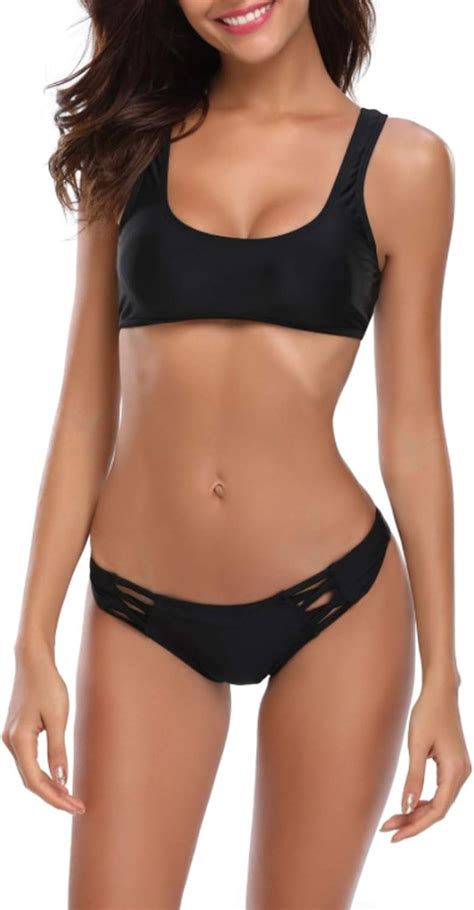 Legou Damen Einfarbig Crossover Netz Bikini Set Amazon De Bekleidung