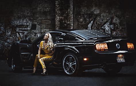 Photo Wallpaper Girl Mustang Ford Blonde Ford Mustang Mustang