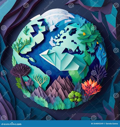 Planet Earth Globe Papercut Stock Illustration - Illustration of change ...