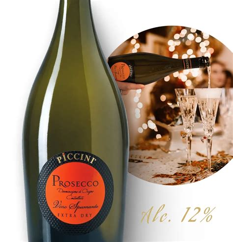 Ігристе вино Piccini Prosecco Extra Dry, біле, сухе екстра, 12%, 0,75 л ...