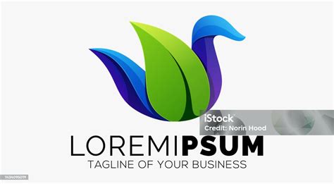 Vector Logo Illustration Duck Leaf Gradient Colorful Style Stock