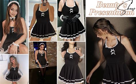 Amazon Avidlove Womens Halloween Lingerie Maid Cosplay Babydoll Pleated Dress Lingerie Set