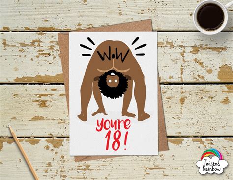 Funny Naked Man 18th Birthday Card For Girl Boy Him Her Daughter Granddaughter Son Grandson