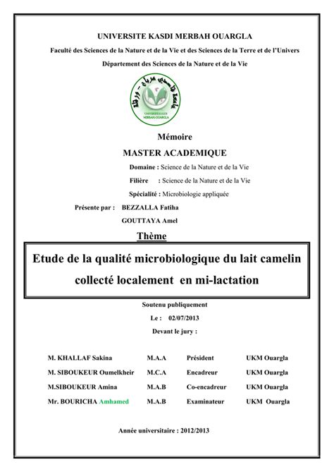 Tude Physicochimique Et Microbiologique De Laits Crus France