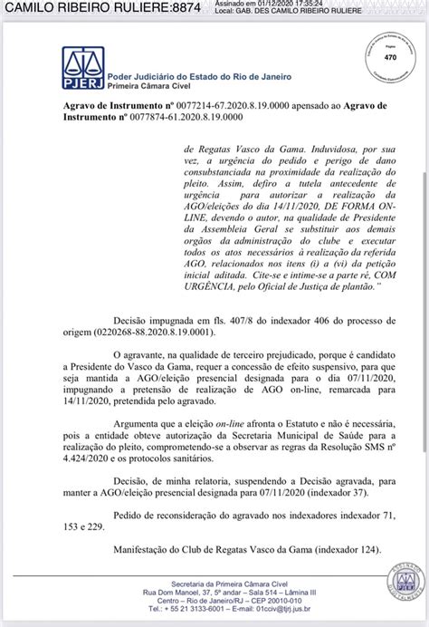 Incluído Em Pauta O Processo - Desembargador pede inclusão do processo em pauta virtual | SuperVasco