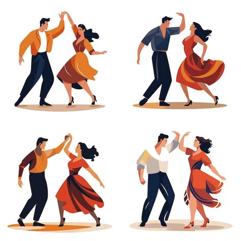 Parejas Bailando Salsa Trajes Vibrantes Hombres Mujeres Realizan Movimientos De Danza Latina