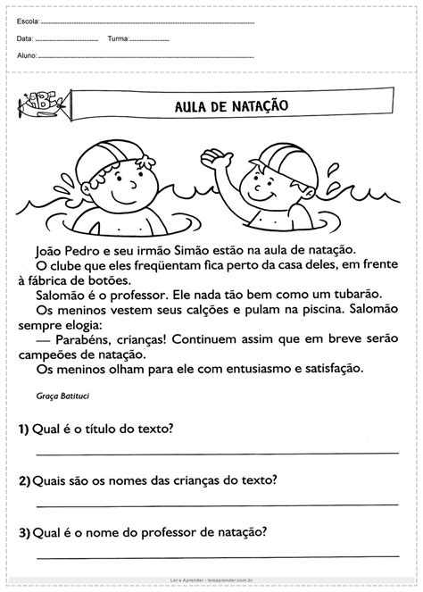 Atividade Interpretação De Texto 3 Ano - Atividade De Texto E Interpretação 3 Ano - BRAINCP