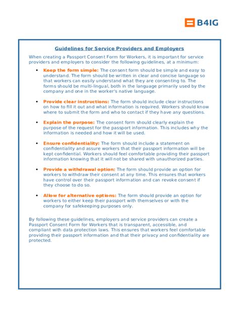 Passport Consent Template B4ig Doc Template Pdffiller