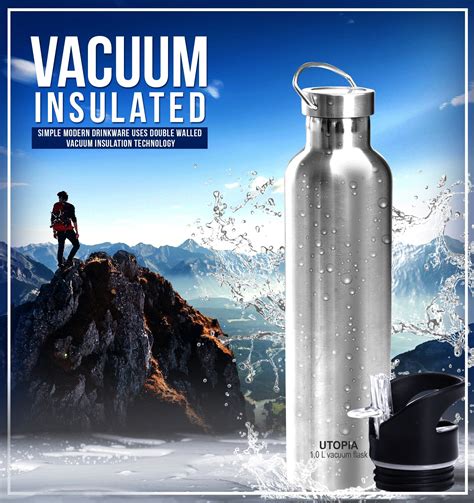 Utopia Home Vacuum Insulated Stainless Steel Water Bottle (1.0L) - Leak