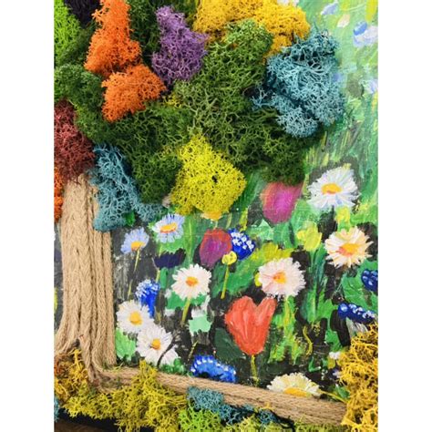 Ръчно рисувана и Много ярка картина - пано. Дървото на Щастие с 7 цвята ...