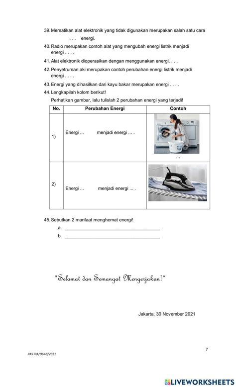 Pas Ipa Kelas D6abjumat3 Desember 2021pukul 0940 1110 Worksheet