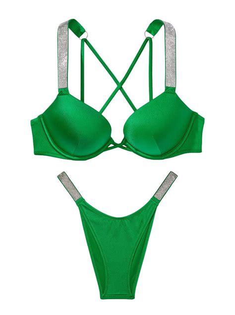 Купальник Shine Strap Bombshell Add Cups Push Up Bikini Verdant Green купити оригінал у Києві