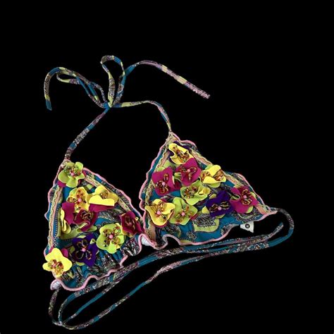 Vintage Bikini Top Floral Size Large Depop