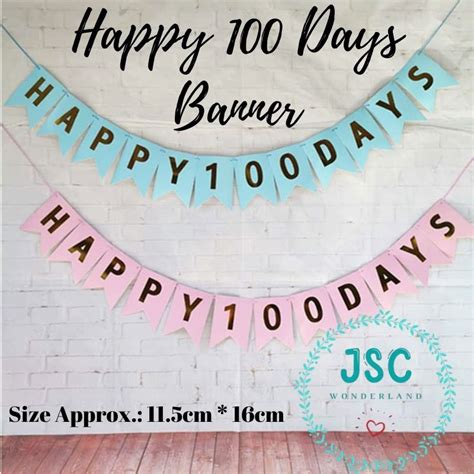 Happy 100 Days Banner Small Size Blue Color Banner Pink Color Banner