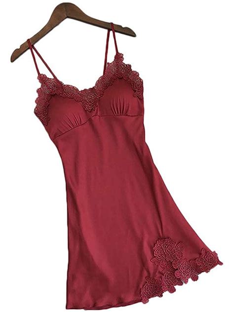 Gwiyeopda Lingerie Women Silk Lace Robe Dress Babydoll Nightdress Nightgown Sleepwear Walmart