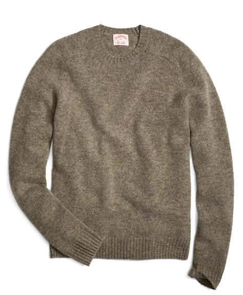 Brooks brothers Shetland Wool Saddle Shoulder Crewneck Sweater in ...