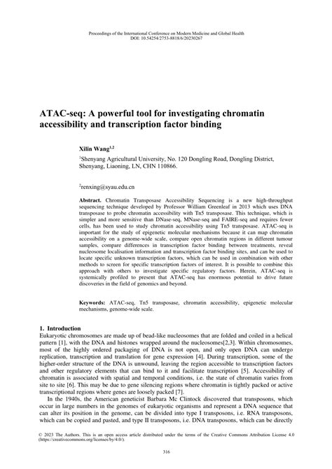 PDF ATAC Seq A Powerful Tool For Investigating Chromatin